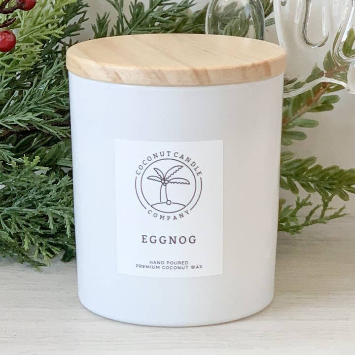 Eggnog Coconut Wax Jar Candle with Cedar Wood Wick for wholesale by Coconut Candle Company