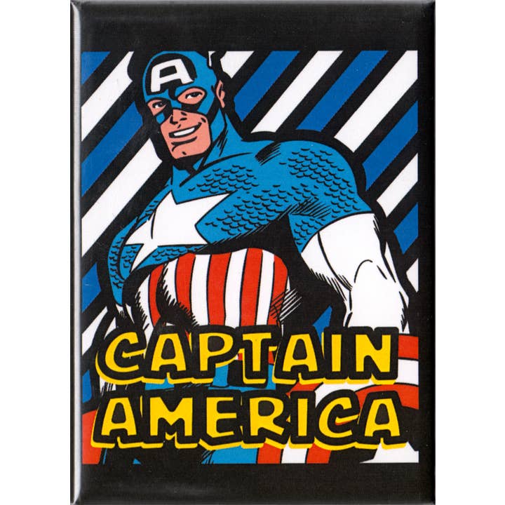 Magnet - Captain America - Posing On White And Blue for wholesale by Square Deal Recordings & Supplies