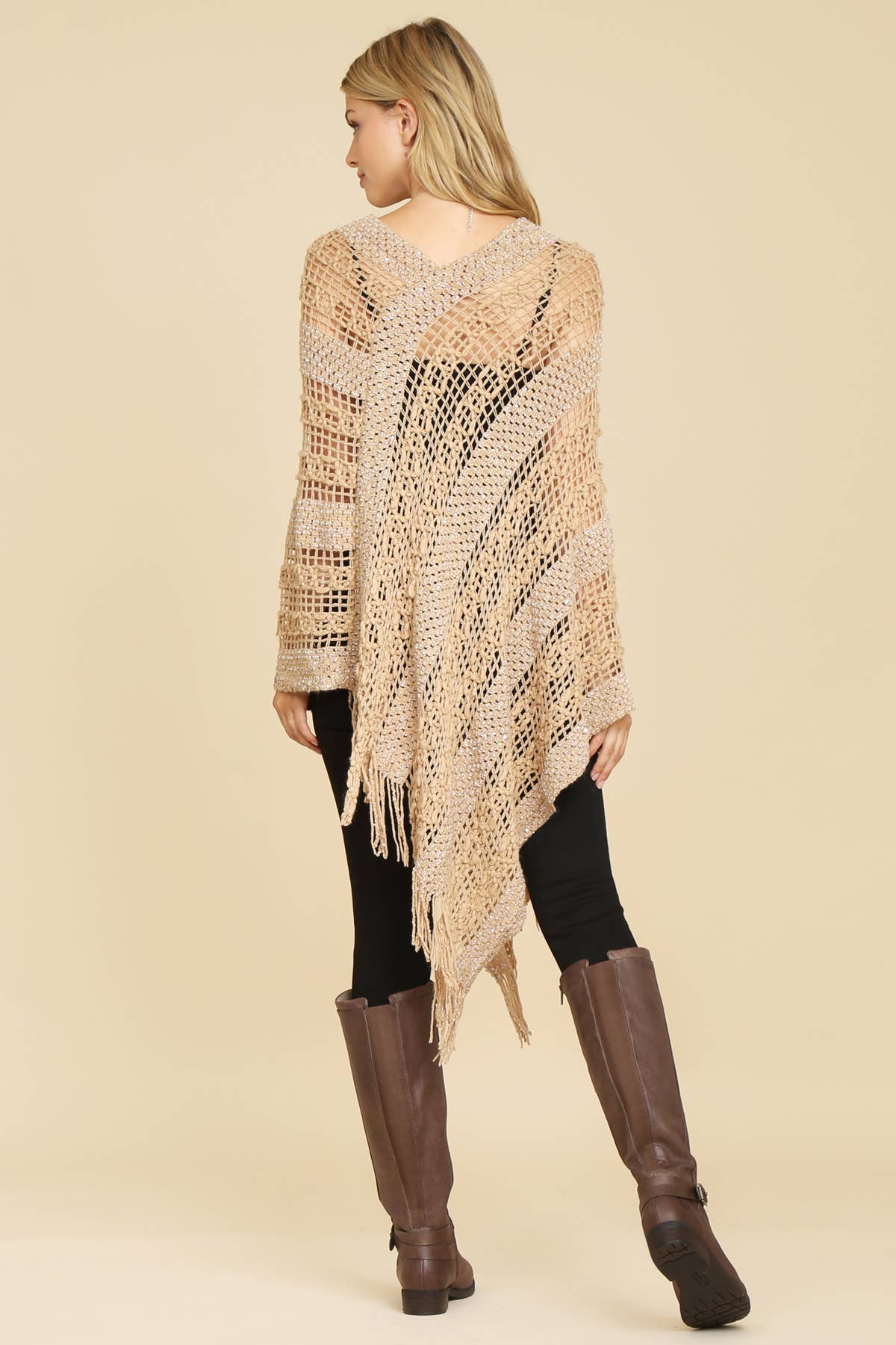 MYS Wholesale Inc - Wholesale Poncho - Women's - Crochet Native Pattern Breezy Poncho1
