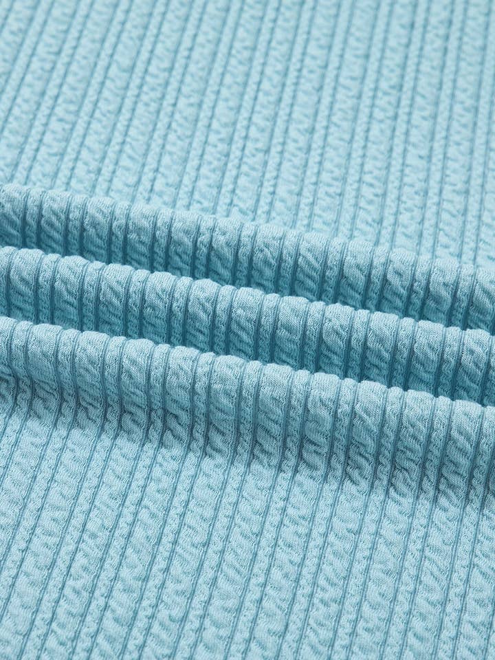 Light Blue Textured Drop Shoulder Plus Size Knit Top for wholesale on Faire6