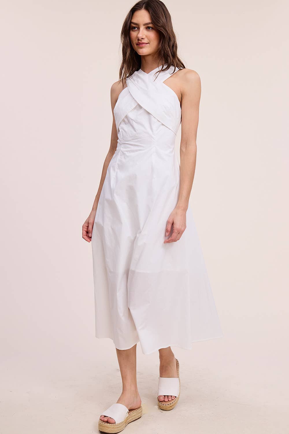 Ultramarine - Wholesale Dress - Women's - Halter Neck Solid Midi Dress14