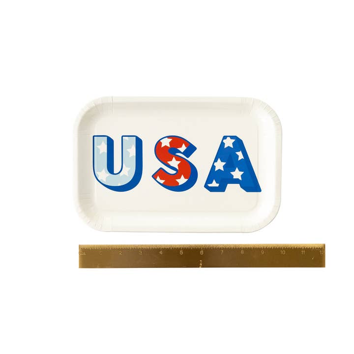 My Mind’s Eye - Wholesale Disposable Plate - PLTS365G-MME - USA Shaped Paper Plate