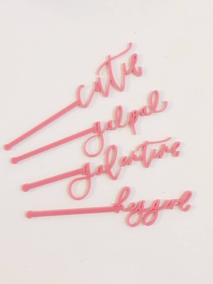 Galentines Day Cocktail Stirrers for wholesale by Proper Letter