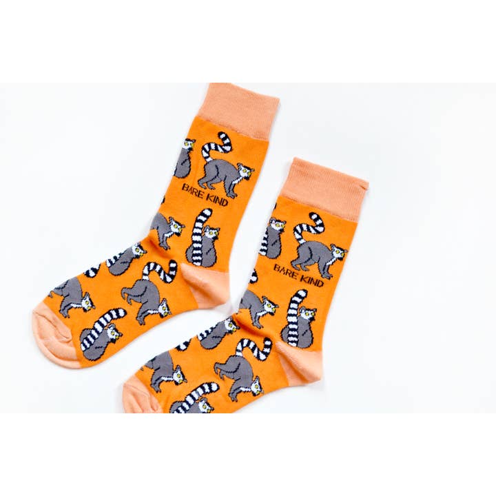 Bare Kind Socks - Wholesale Socks - Unisex - Lemur Socks | Bamboo Socks | Orange Socks | Funky Socks