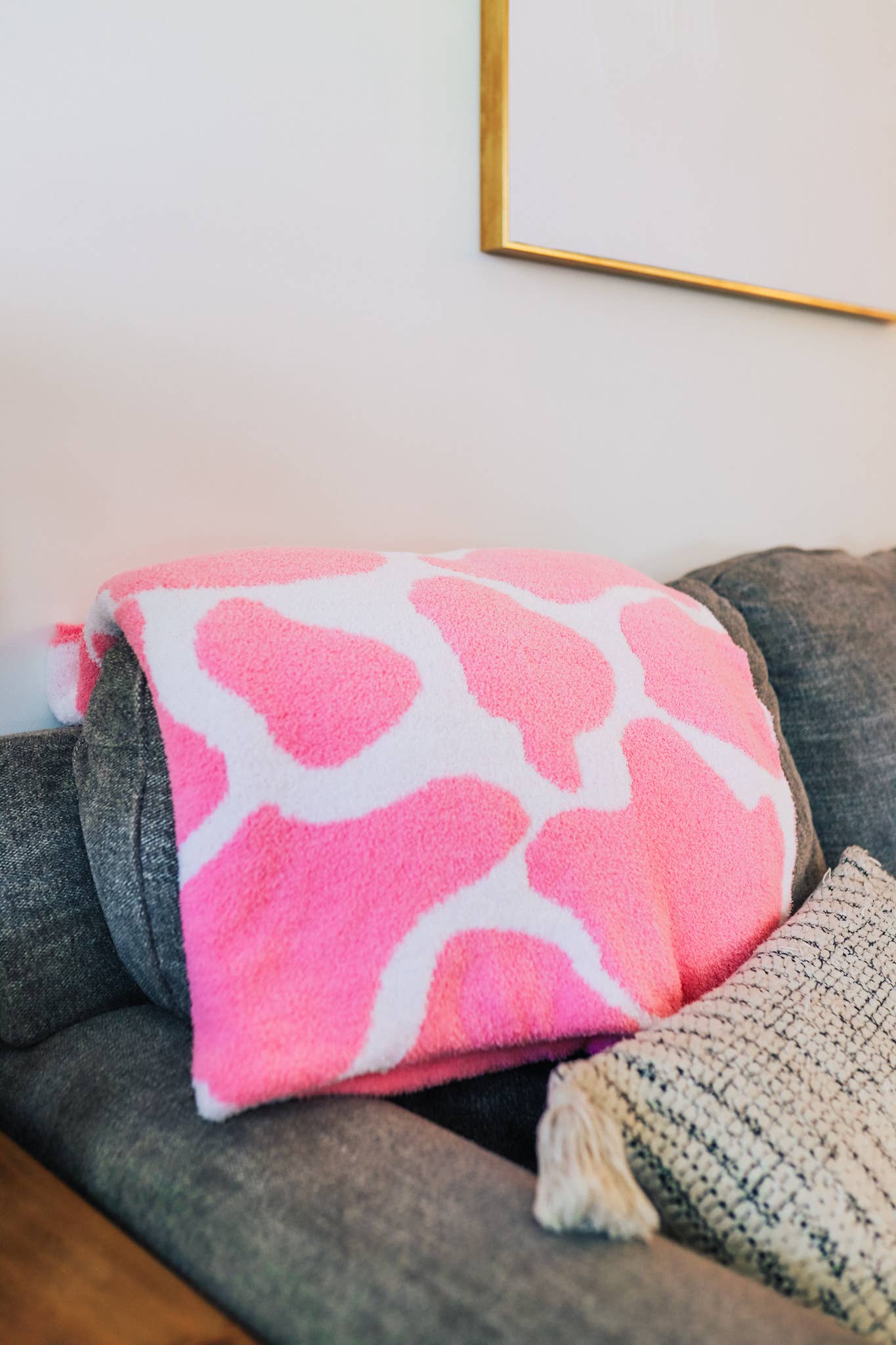 The Front Porch Label - Wholesale Throw Blanket - Pink Cowhide Throw Blanket1