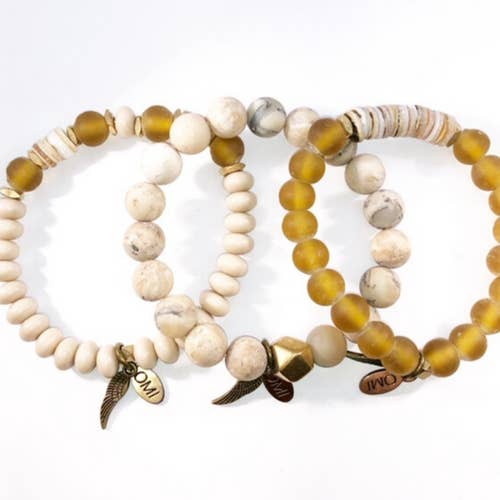 She Is Grateful Seeglas Jasper Wood Trio 10 mm für den Großhandel von omibeads