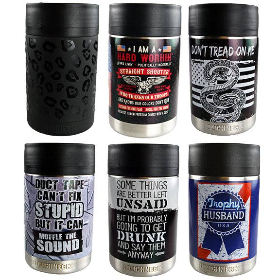 Novelty Brands - Wholesale Drink Huggers & Koozies - Metal Insulated 12 oz Can Cooler Coozie- 6 Piece Display