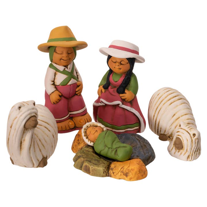 Nativité & Alpagas - Ensemble de 5, 2,25" H - Nacimiento pour la vente par Lucuma Designs