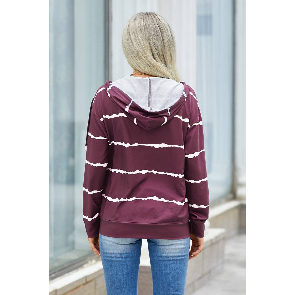 Supreme Fashion - Vendita all'ingrosso Felpa con cappuccio - Donna - Felpa con cappuccio ampia a maniche lunghe con cerniera.5