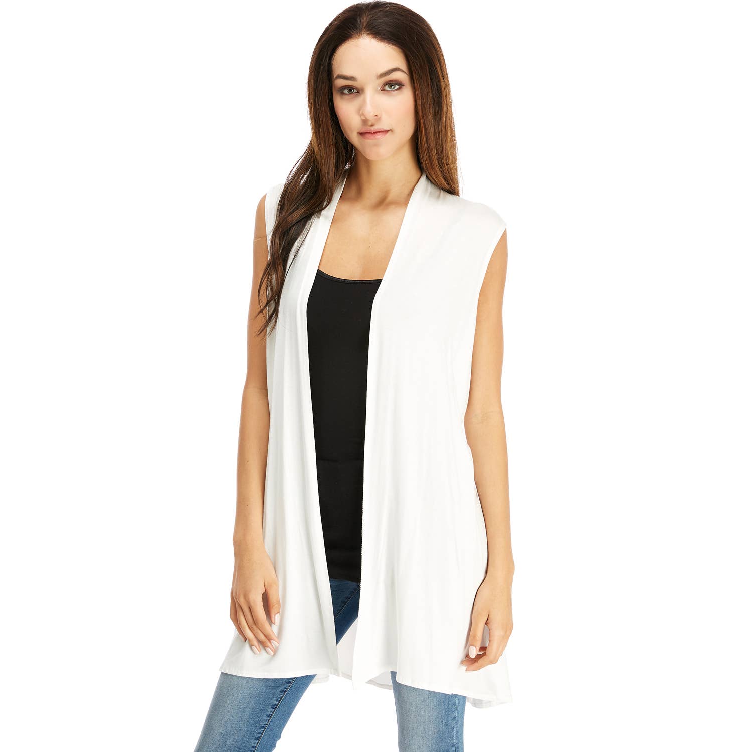 Azules Clothing - Wholesale Outerwear Vest - Women's - Women's Long Sleeveless Vests with Side Pockets'3