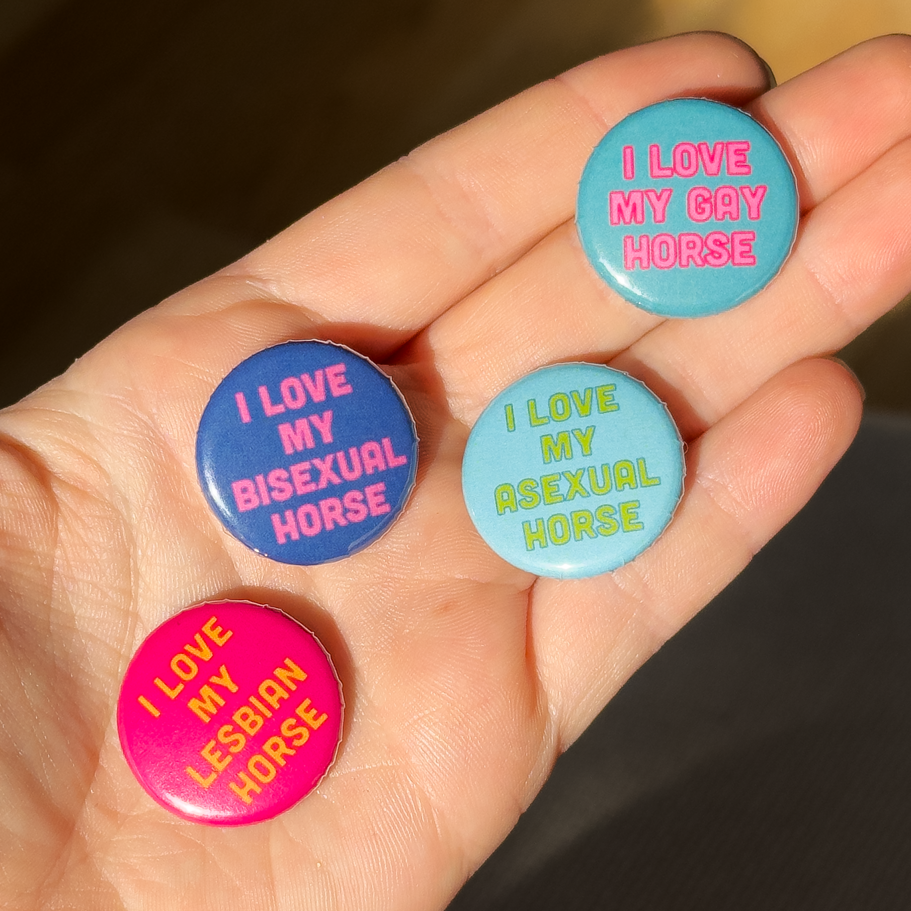 Pony Up by Audrey - Wholesale Lapel Pin/Button - I Love My Bisexual Horse Button1