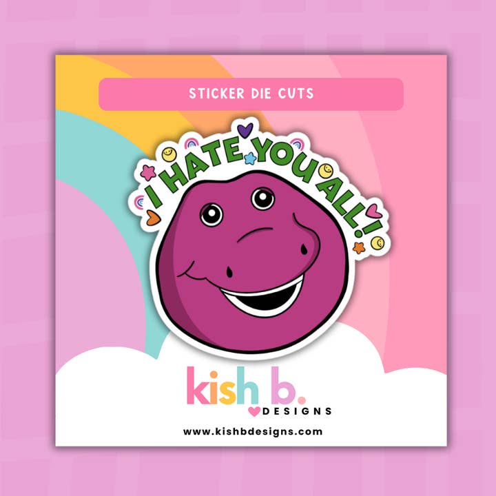 I Hate You Dinosaur | Sticker Die Cuts for wholesale by Kish B. Designs