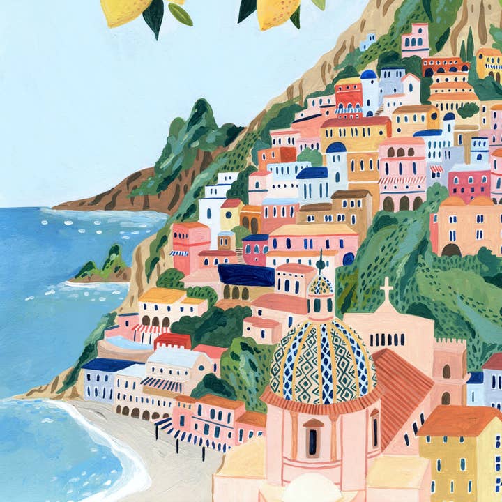 Amber Davenport Art - Wholesale Art Print - Positano, Amalfi Coast Travel Art Print - Unframed