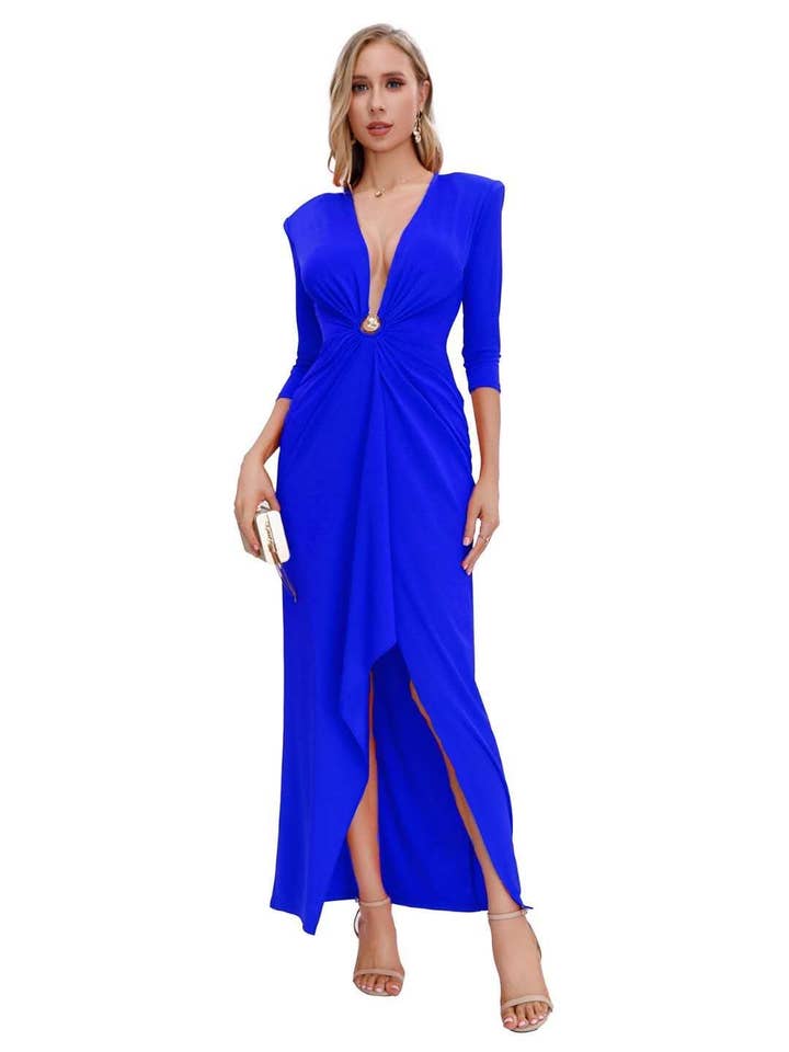 Lucas & Emma - Sarl RJ & co - Wholesale Gown - Women's - Sexy classy mid-length evening dress with sleeve 2250