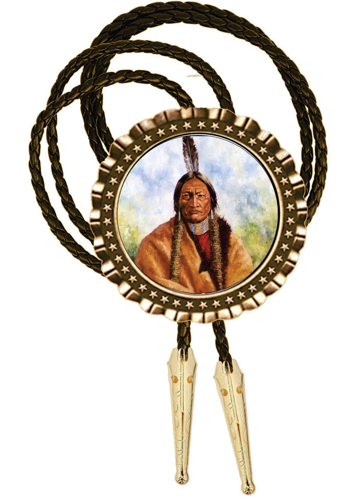 BMS BIZ - Wholesale Ornament - Sitting Bull Bolo Tie Birthday Or Christmas Gift 0