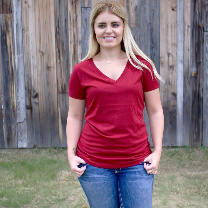 ShopTrendsNow - Wholesale T-Shirt - Women's - Ladies' 'Junior fit' Ideal V tee | 9 Colors11