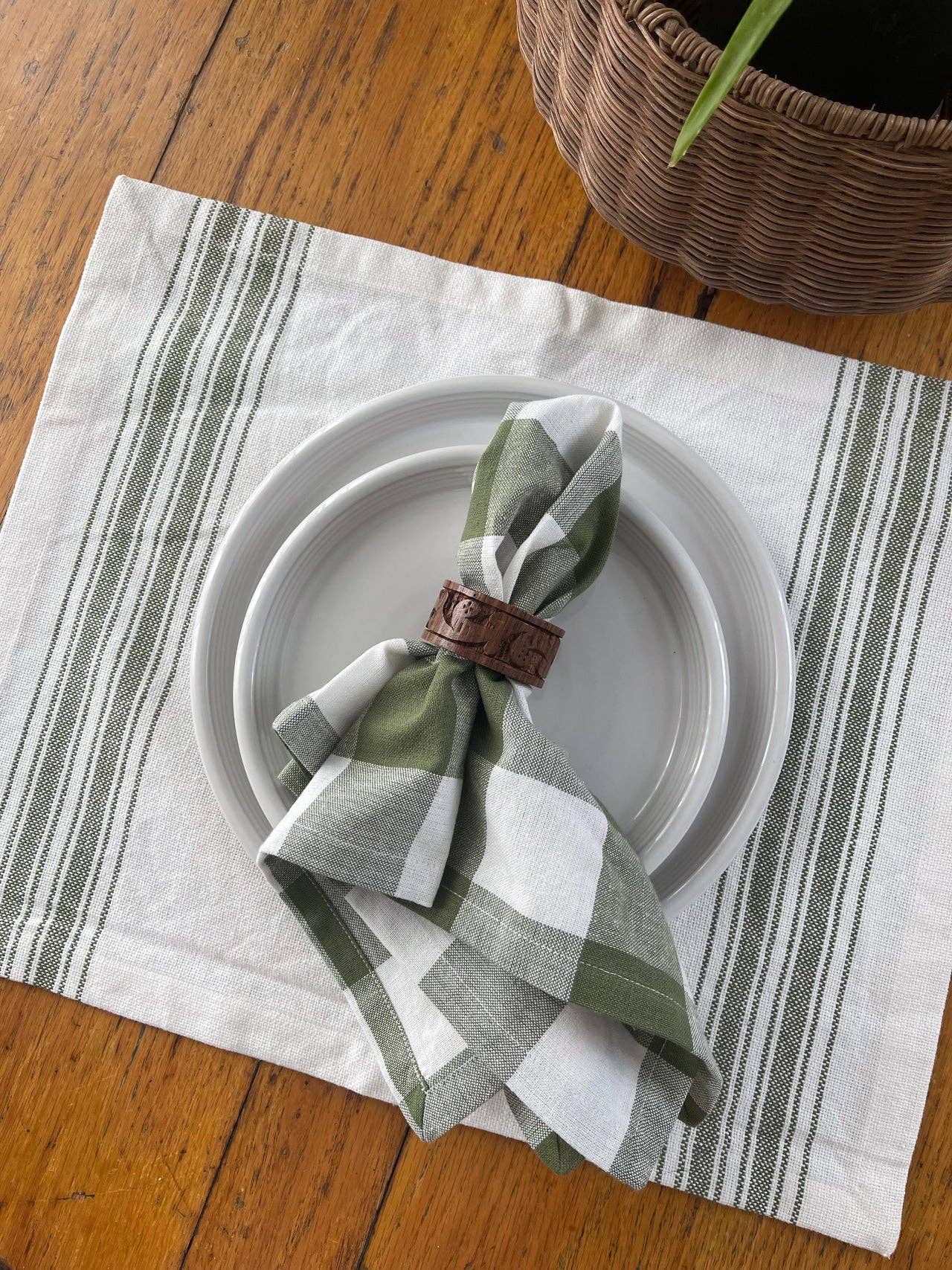 Home Collections by Raghu - Wholesale Dinner & Cloth Napkin - Buffalo Check Sage Napkin 18x182