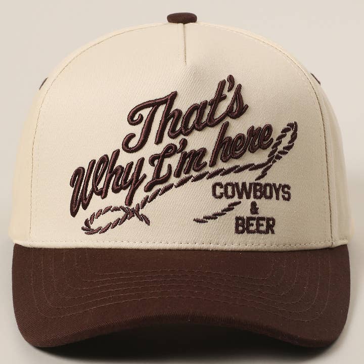 BRN That's Why I'm here Cowboys & Beer Embroidery Two-Tone Cap for wholesale on Faire