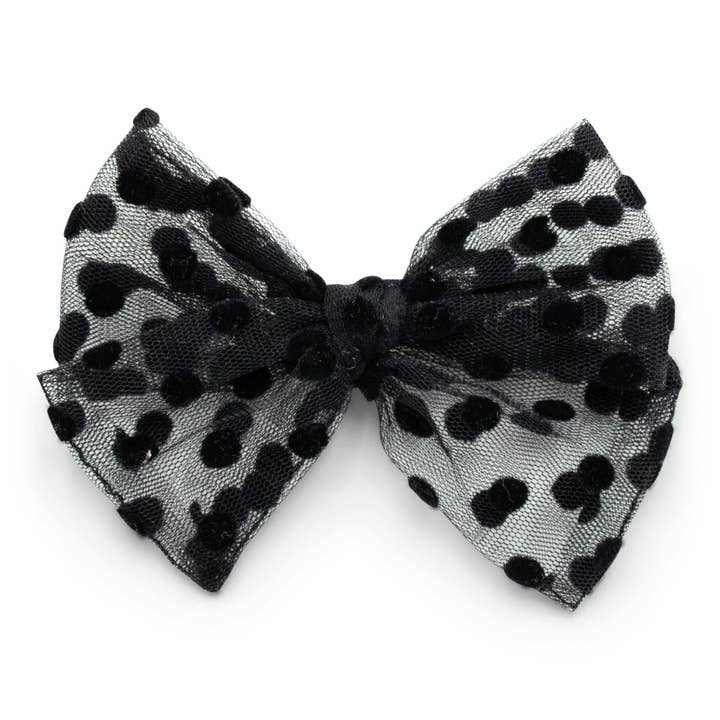 Black Velvet Dot | Midi Bow for wholesale by Bek & Jet