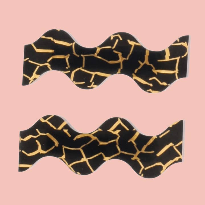 Black and Gold Wavy Hair Clips for wholesale by Sour Cherry