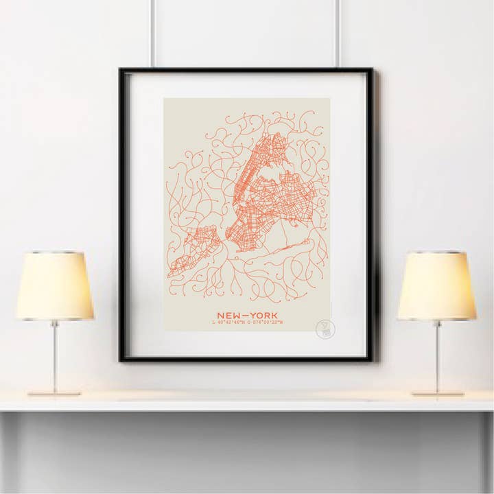 New York Map Poster for wholesale by Prao Studio