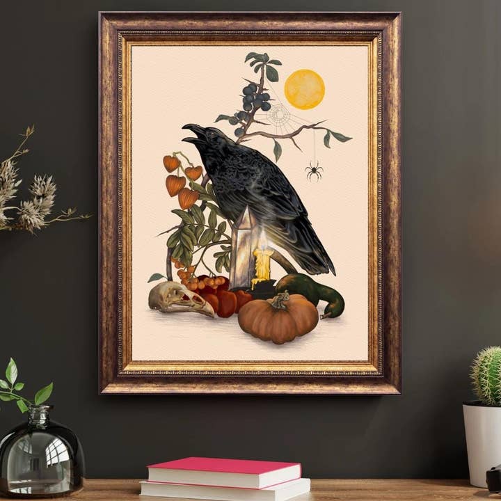 Black Moss Studio - Wholesale Art Print - Witchy Autumn Raven Art Print