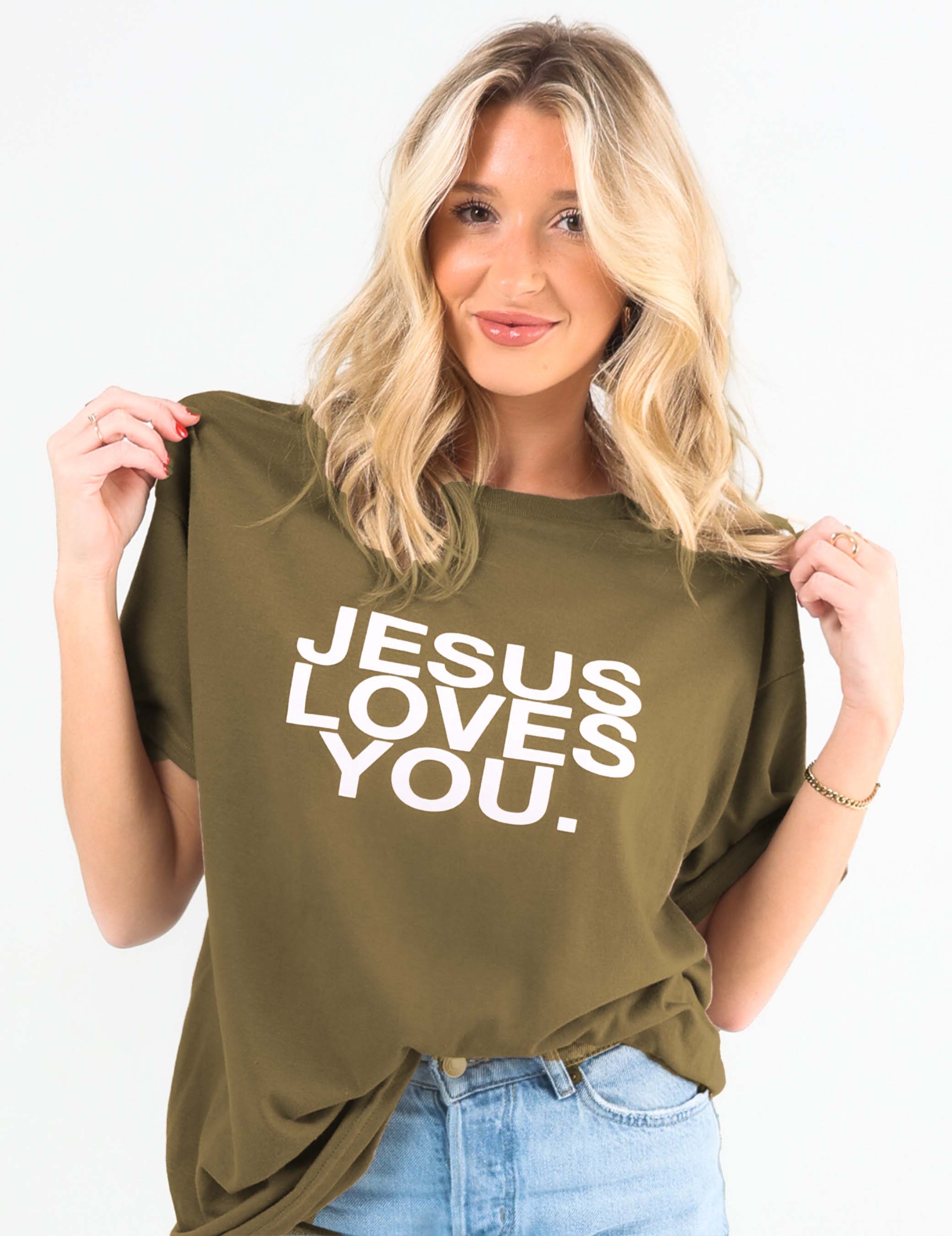 Jesus Loves You Company - Wholesale Screen Printed T-Shirt - Women's - "The Earthtone Tees" - Mocha/Blush1