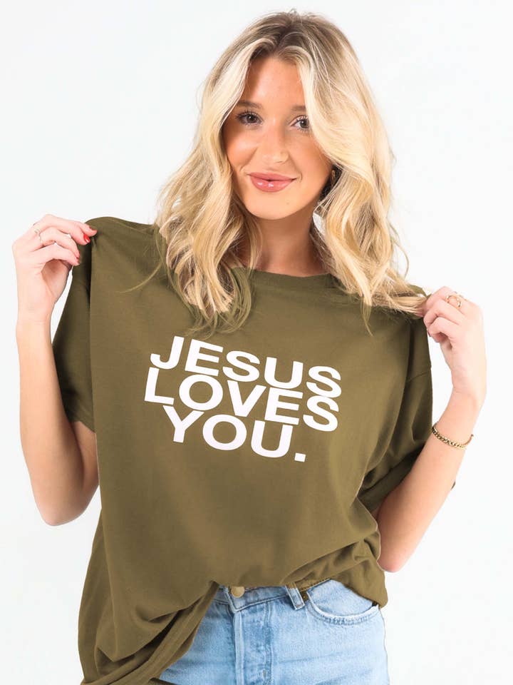 Jesus Loves You Company - Wholesale Screen Printed T-Shirt - Women's - "The Earthtone Tees" - Mocha/Blush1