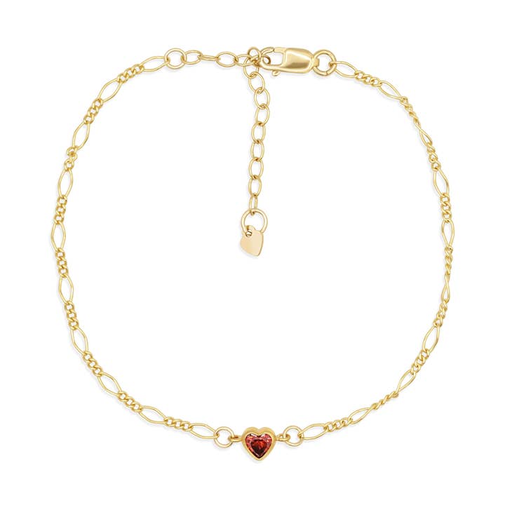 Bracelet en trombone cœur rouge - Plaqué or 14 carats pour la vente par Karma Eleven