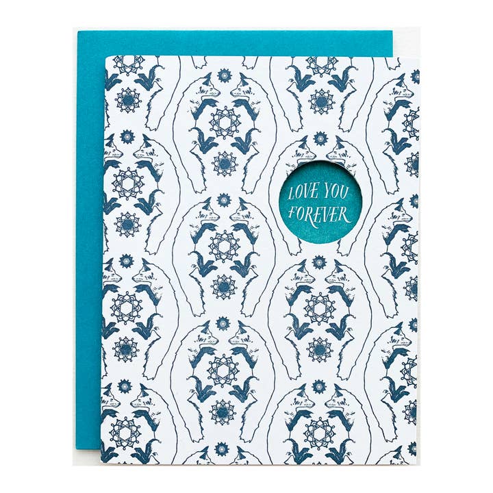 Blackbird Letterpress – Cartão de amor por atacado – cartão padrão raposa te amo para sempre