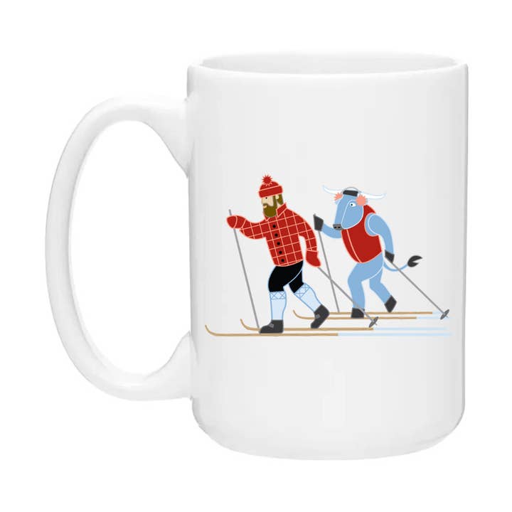 Ceramic Coffee Mugs | X-Country Ski Paul Bunyan + Babe for wholesale by Creative Compass