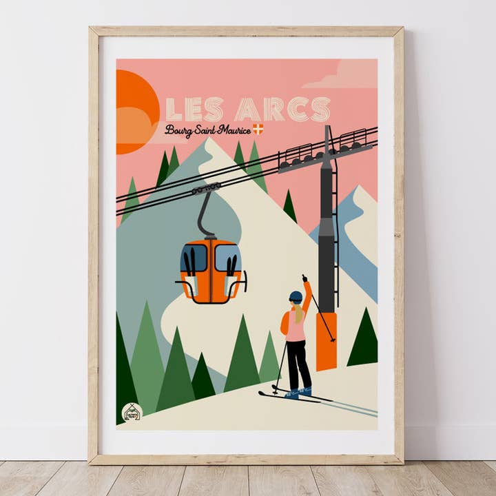 Affiche LES ARCS - Bourg Saint-Maurice pour la vente par Les Petits Yéyés