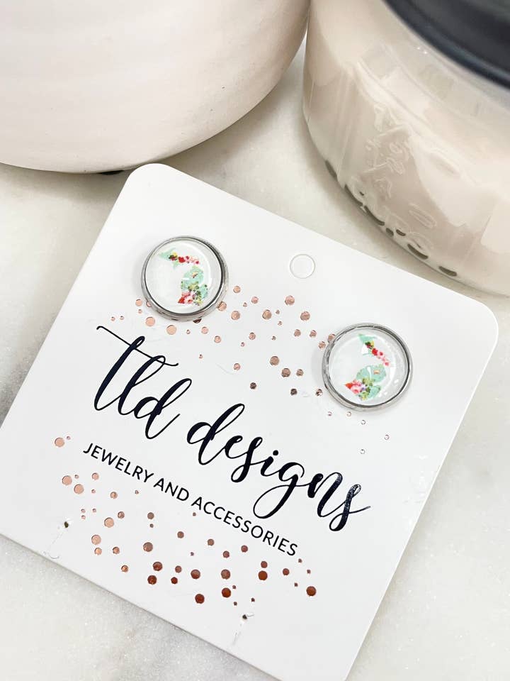 Puces d'oreilles florales du Michigan pour la vente par TLD Designs