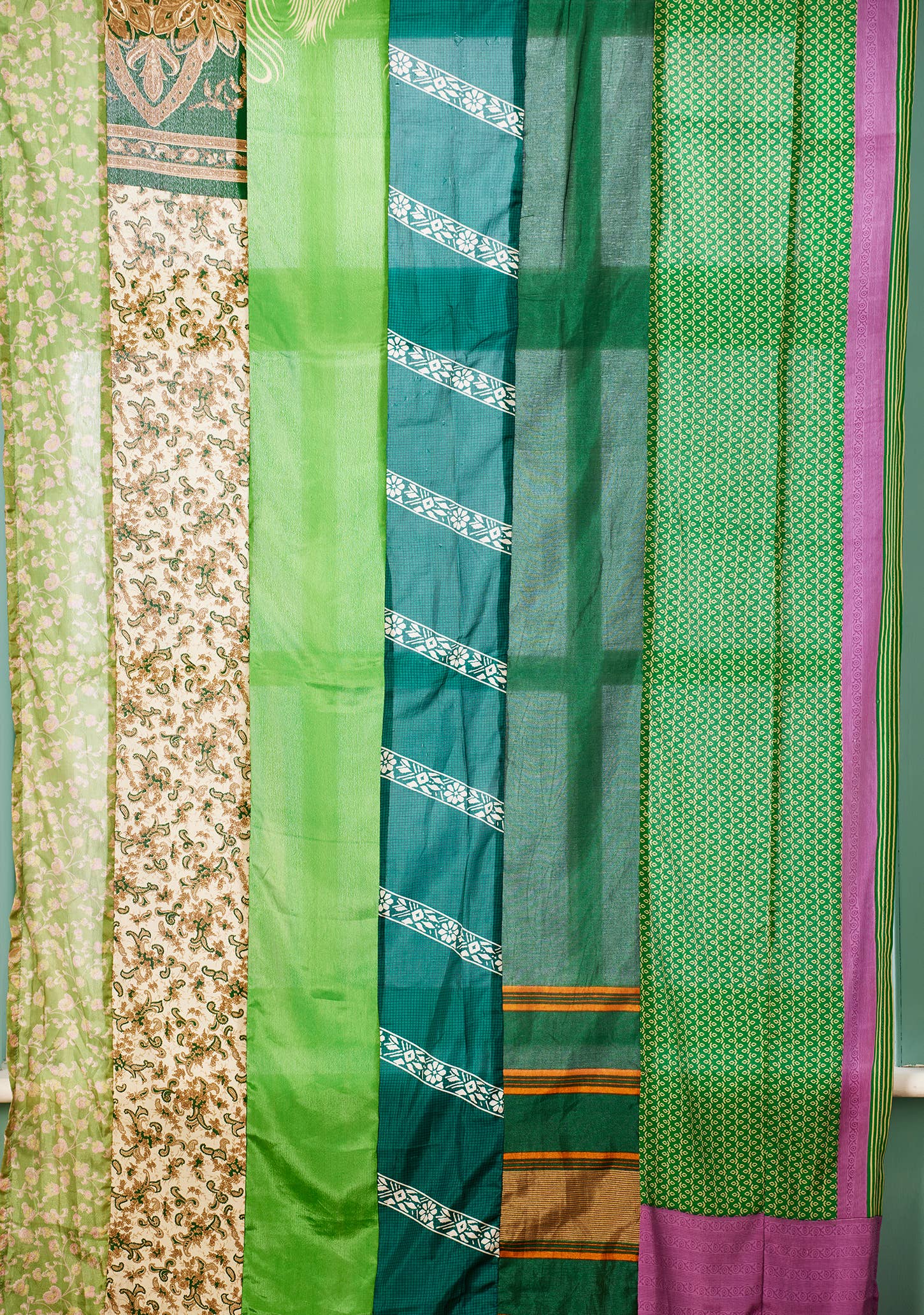 Namaste - Wholesale Curtain - Recycled Sari Curtain Panel - Green2