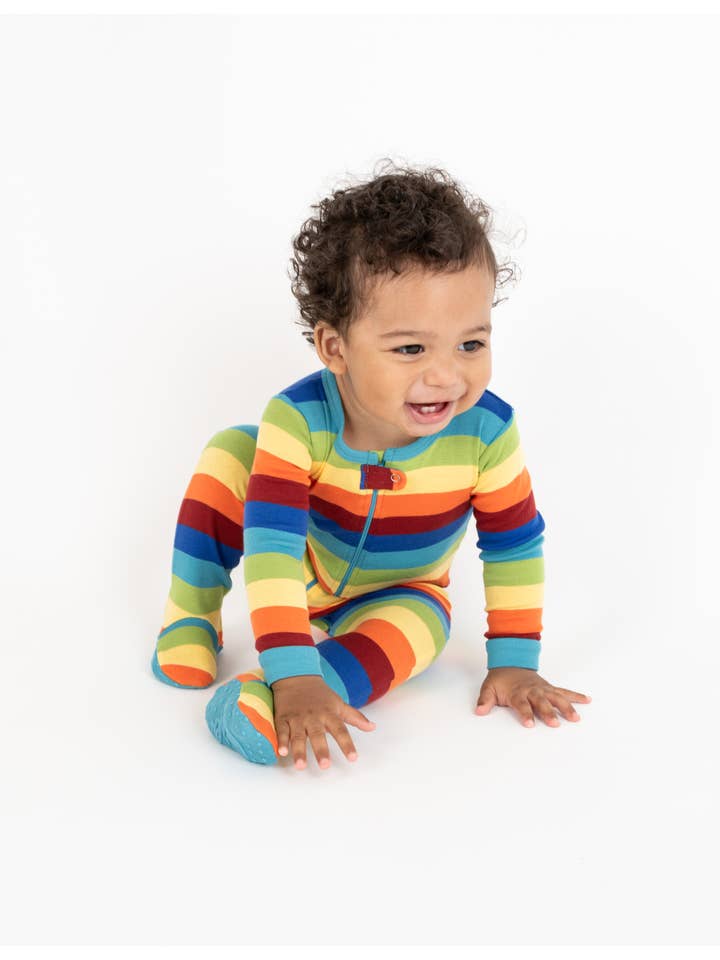 Leveret Pajamas – Großhandel Schlafanzug – Baby – Baby-Fußpyjama aus Baumwolle mit Herz- und Regenbogenmuster, Valentinstag12