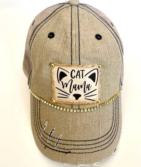 Jana's Flannels - Wholesale Trucker Hat - Women's - "CAT MAMA" DISTRESSED TRUCKER HAT (#429)
