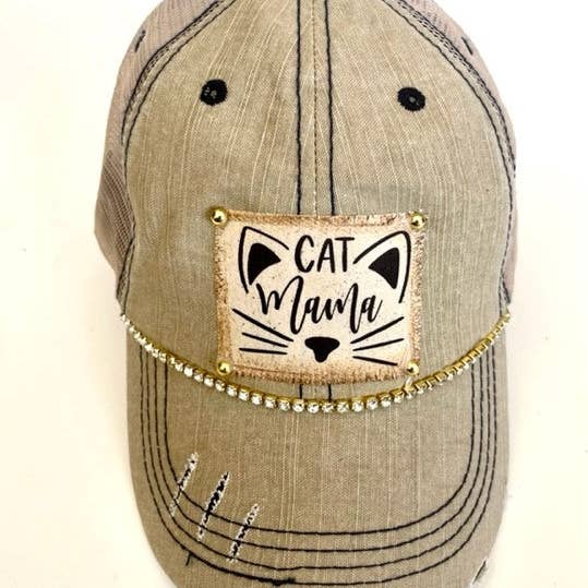 Jana's Flannels - Wholesale Trucker Hat - Women's - "CAT MAMA" DISTRESSED TRUCKER HAT (#429)0