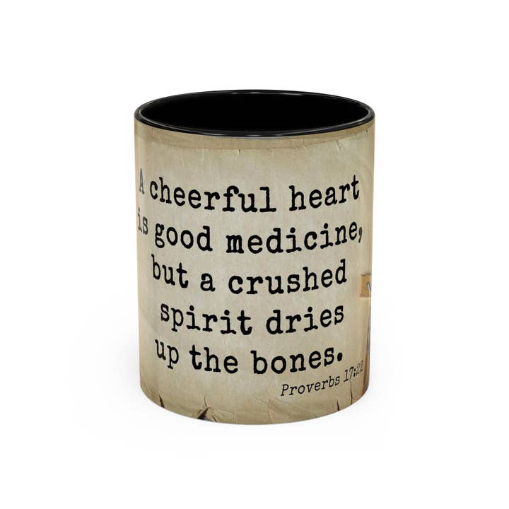 Tazza da caffè con proverbio 17:22, 325 ml per la vendita all'ingrosso da parte di Aliska's Amazing Pickles