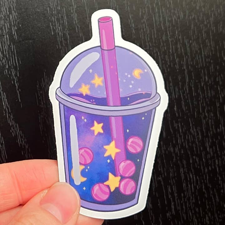 Space Boba Drink 3 Inch Vinyl Sticker for wholesale by Summer Break Studio