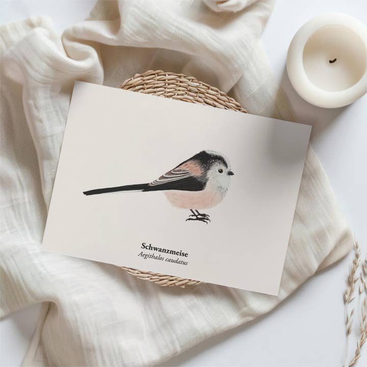Terillu - Wholesale Postcard - Art postcard with long-tailed tit drawing2