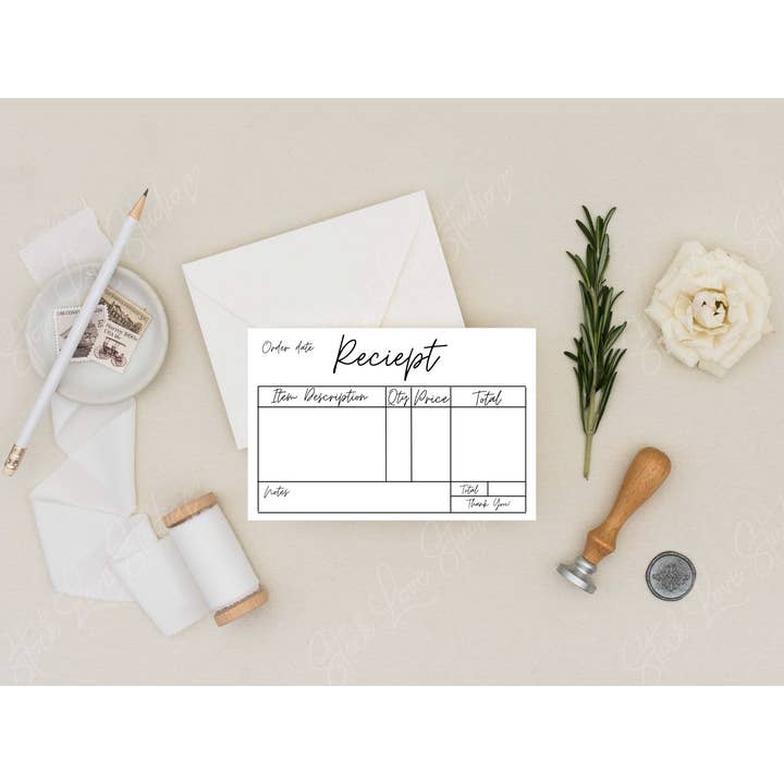 Stationary Bliss – Großhandel Briefpapier-/Postkarten-Set – Quittung für kleine Unternehmen