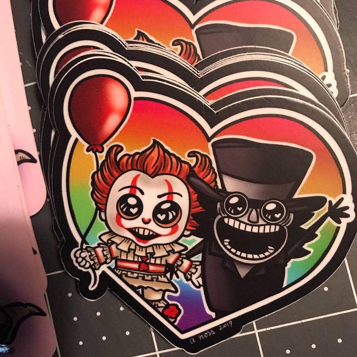 Happy Horror Hearts Stickers for wholesale by The Cuddle Cult