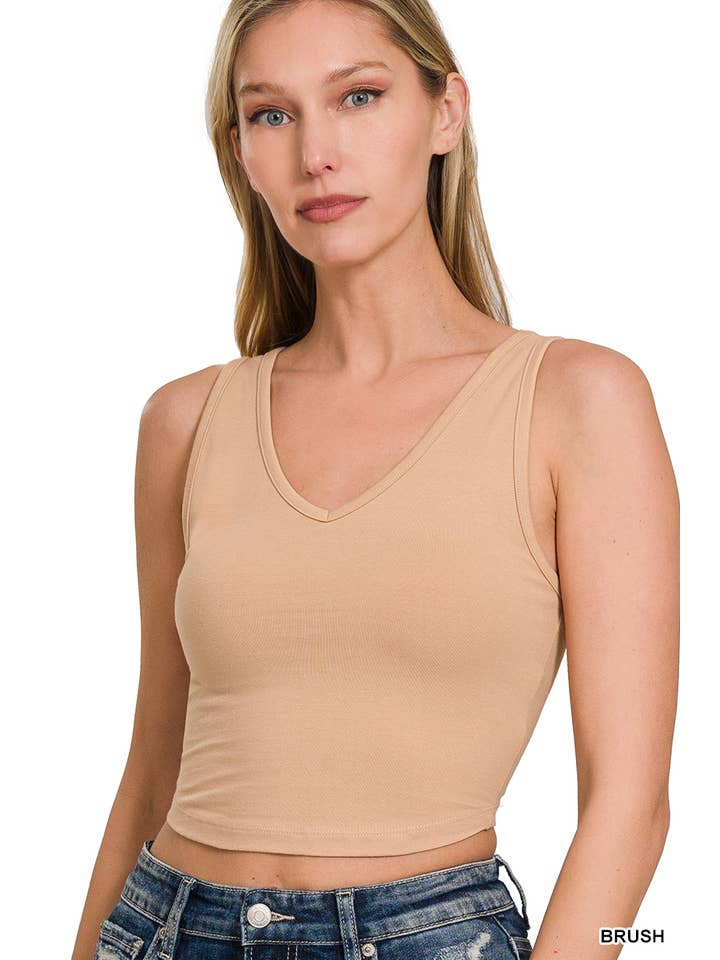 42POPS - Vente Haut en maille – femme - .SI-25382 Camisole courte à col en V en coton8