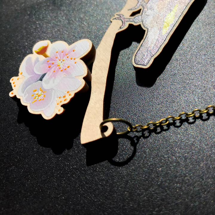 Loadofolbobbins - Wholesale Pendant/Charm Necklace - Goldfinch and Cherry Blossom Bird Necklace3