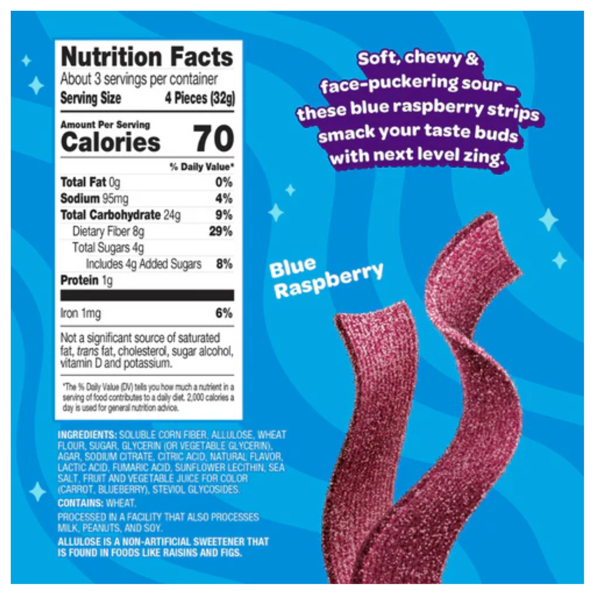 I Got Your Candy - Wholesale Gummy - Joyride Sour Blue Raspberry Candy Strips Box 3.5oz - 10ct1