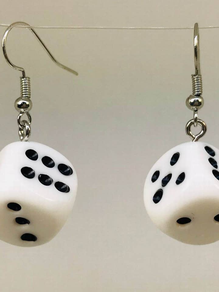 White Dice Earrings for wholesale by SimpleNGreat