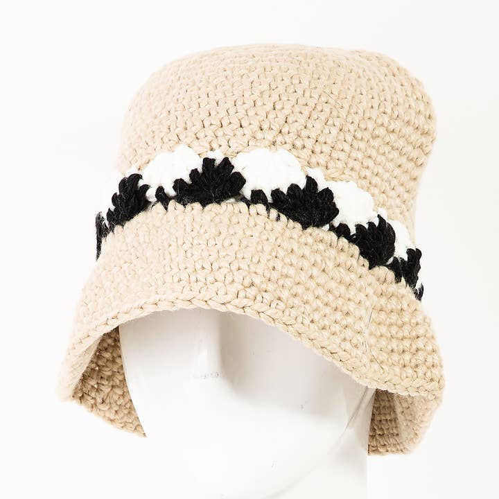Collections by Fame Accessories - Wholesale Bucket Hat - Women's - Crochet Knit Bucket Hat0