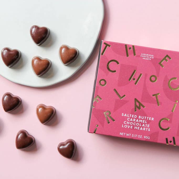 The Chocolatier – wholesale Chocolate box – Salted Butter Caramel Chocolate Love Hearts0