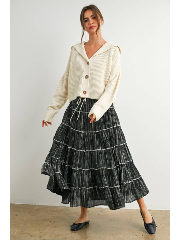 BUTTERMELON - Wholesale Cardigan - Women's - Button-Front Cropped Long Sleeve Top - BMW786931