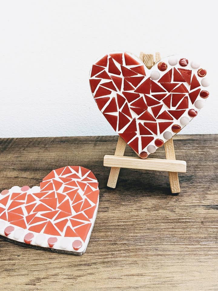 Red & Pink Love Heart Pair, DIY Mosaic Kit for wholesale by Montet Designs